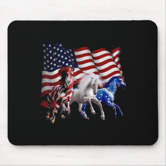 Happy 4 juli American Flag Red Horse and an Muismat