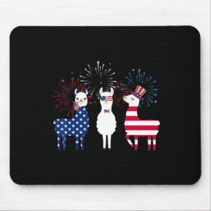 Happy 4 juli American Flag Red White Llama an Muismat
