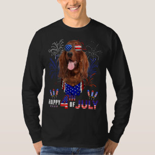 Happy 4 juli Amerikaanse vlag Irish Setter sungl T-shirt