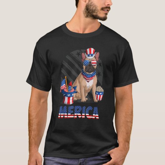 Happy 4 juli Amerikaanse vlag patriottisch Frans B T-shirt (Voorkant)