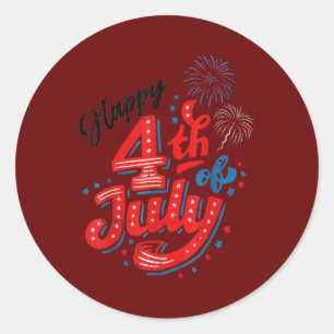 Happy 4 juli Cool Independence Day Patriotic Ronde Sticker