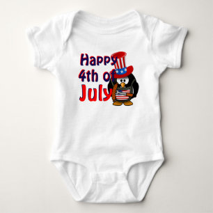 Happy 4 juli Cute Patriotic Penguin Romper