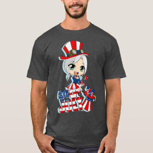 Happy 4 juli Japanse Anime Merch Cute Manga T-shirt