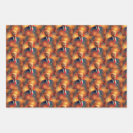 Happy 4 juli President Trump kleurrijk vuurwerk Inpakpapier Vel