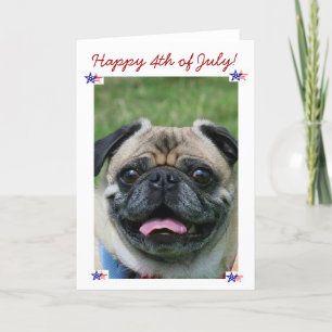 Happy 4 juli Pug Dog Kaart
