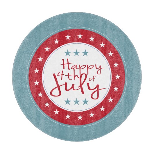 Happy 4 juli Stars Glass Cutting Board Snijplank (Voorkant)