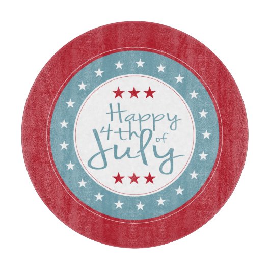 Happy 4 juli Stars Glass Cutting Board Snijplank (Voorkant)