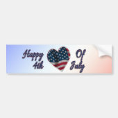 Happy 4 juli USA Flag Heart Bumpersticker (Voorkant)