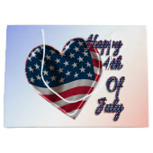 Happy 4 juli USA Flag Heart Large Cadeautasje (Voorkant)