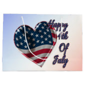 Happy 4 juli USA Flag Heart Large Cadeautasje (Achterkant)