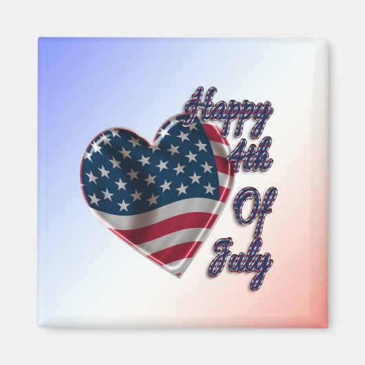 Happy 4 juli USA Flag Heart Magneet (Voorkant)