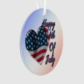 Happy 4 juli USA Flag Heart Ornament (voorkant)