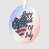 Happy 4 juli USA Flag Heart Ornament (voorkant)