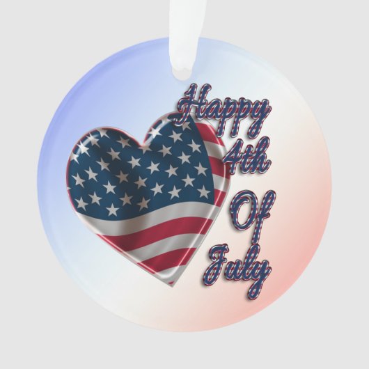 Happy 4 juli USA Flag Heart Ornament (voorkant)