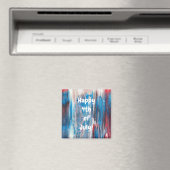 Happy 4-th of Juli Red White Blue Abstracte Magnet Magneet (Insitu (Vaatwasser))