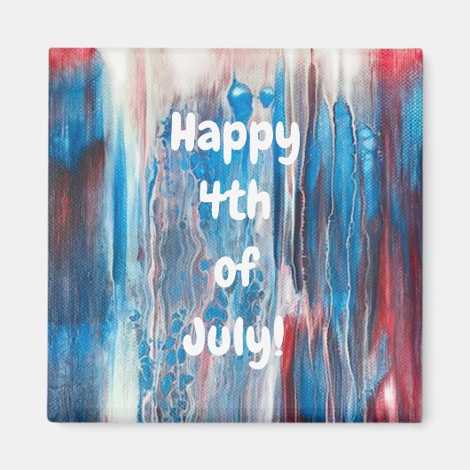 Happy 4-th of Juli Red White Blue Abstracte Magnet Magneet (Voorkant)