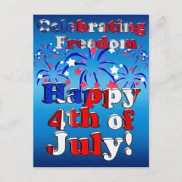 Happy 4 van juli met Fireworks Briefkaart
