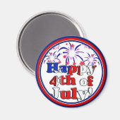 Happy 4 van juli met Fireworks Magneet (Voorkant / Achterkant)