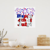 Happy 4 van juli met Fireworks Poster (Keuken)