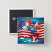 Happy 4-van-juli patriottisch vierkante button 5,1 cm (Voorkant /achterkant)