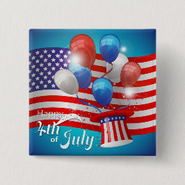 Happy 4-van-juli patriottisch vierkante button 5,1 cm