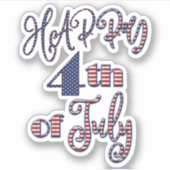 Happy 4-van-juli patriottische sterren en striptek sticker (Voorkant)