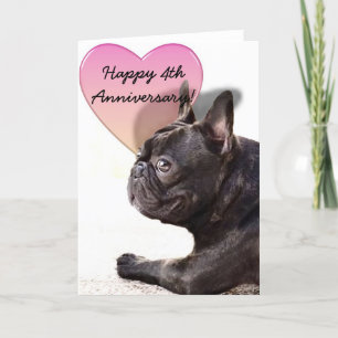 Happy 4e Jubileum Franse Bulldog wenskaart Kaart