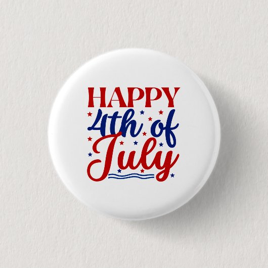 Happy 4e juli ronde button 3,2 cm (Voorkant)