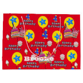 Happy 4th Birthday Gift Bag #4 Birthday Red Groot Cadeauzakje (Achterkant)