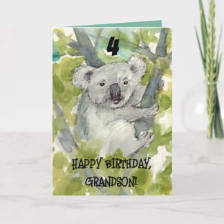 Happy 4th Birthday Grandson Koala Wildlife Kaart