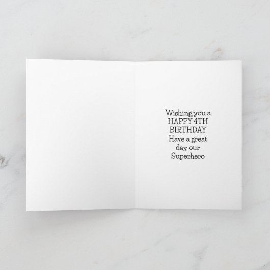 Happy 4th Birthday Kaart (Binnen)