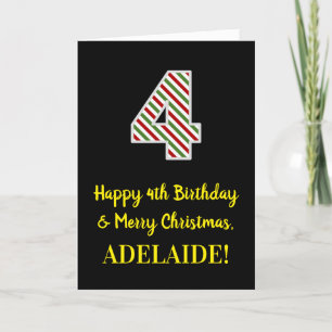 Happy 4th Birthday & Merry Kerstmis, aangepaste na Kaart