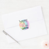 Happy 4th Birthday (roze) Vierkante Sticker (Envelop)