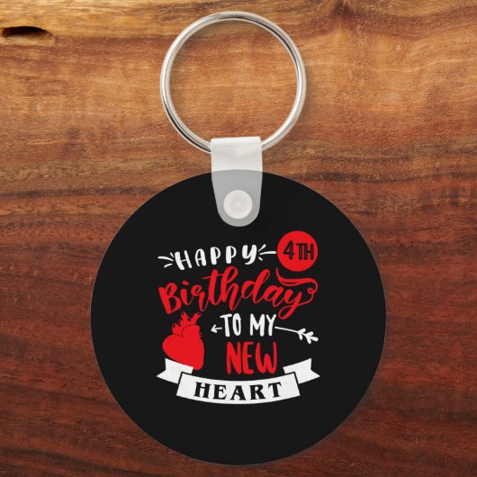 Happy 4th Birthday To My New Heart, Transplant Ann Sleutelhanger (Voorkant)