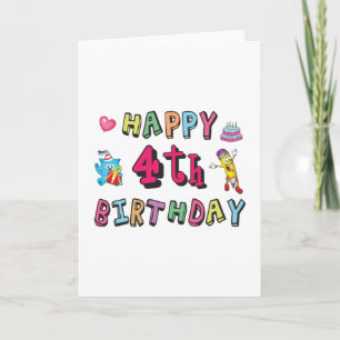 Happy 4th Birthday - wensen van vier jaar voor de  Kaart