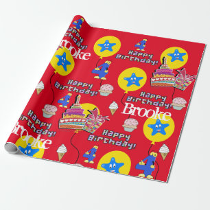 Happy 4th Birthday Wrapping Paper Balloons #4 Cadeaupapier