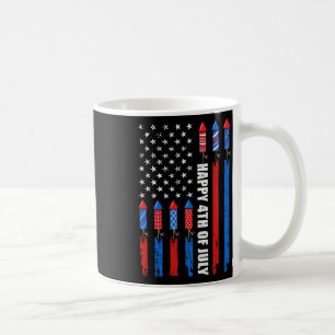 Happy 4th of Juli Amerikaanse Vlag Vuurwerk Patrio Koffiemok