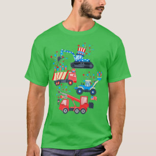 Happy 4th of Juli Crane Truck Construction Toddler T-shirt
