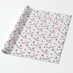 Happy 4th of Juli Cute Party Pattern Cadeaupapier