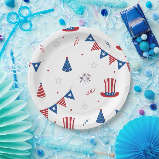Happy 4th of Juli Cute Party Pattern Papieren Bordje (Feest)