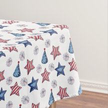 Happy 4th of Juli Cute Party Pattern Tablecloth