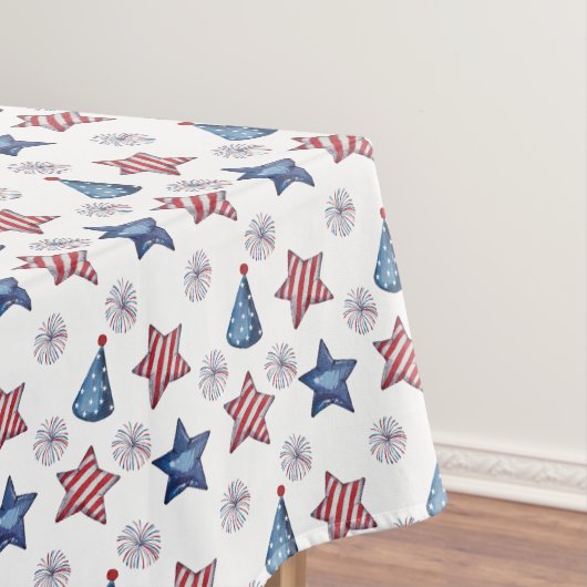 Happy 4th of Juli Cute Party Pattern Tablecloth Tafelkleed (Voorbeeld)
