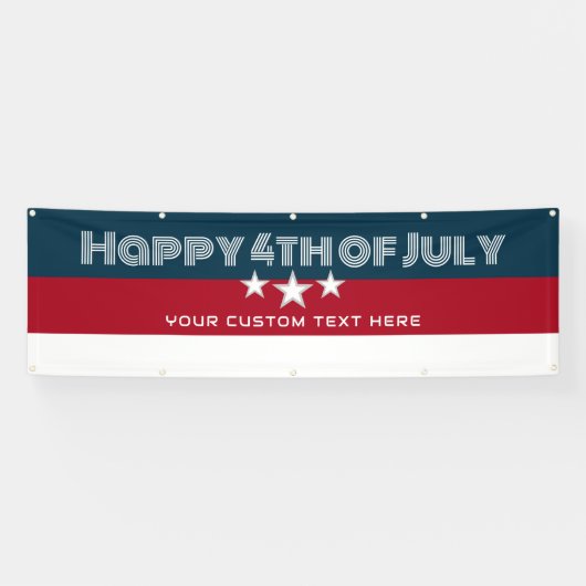Happy 4th of Juli Partij Gepersonaliseerd Buiten Spandoek (Horizontaal)