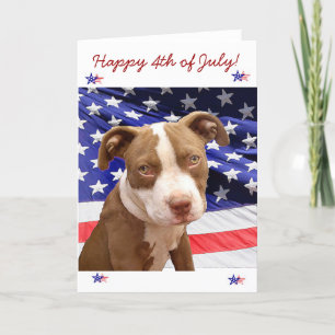 Happy 4th of July Amerikaanse Pitbull puppykaart Kaart