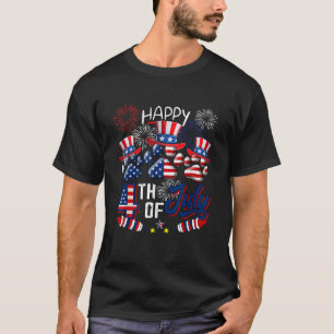 Happy 4th of July Amerikaanse Vlag Vuurwerk Drie S T-shirt