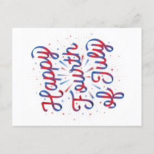 Happy 4th of July Briefkaart (Rood/Blauw Gradiënt)