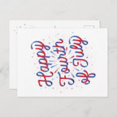 Happy 4th of July Briefkaart (Rood/Blauw Gradiënt) (Voorkant / Achterkant)