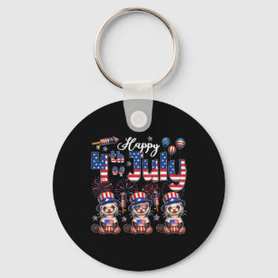 Happy 4th of July Drie Schattigee Fretten Zonnevla Sleutelhanger