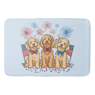 Happy 4th of July Goldendoodle Honden Vuurwerk Badmat