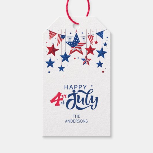 Happy 4th of July Hanging Stars ID1103 Cadeaulabel (Voorkant)